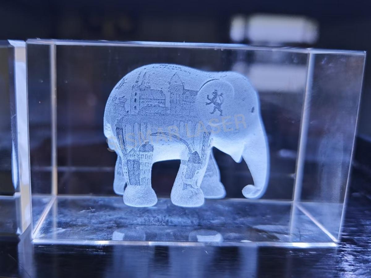 3D laser inner engraving inside crystal showing fine detail