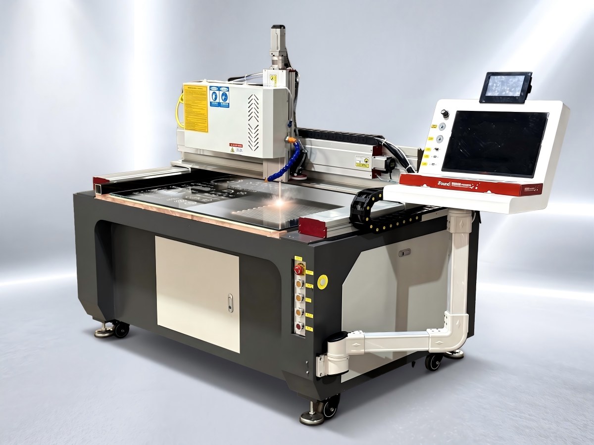 1200×800mm compact mirror laser sandblasting machine running in production
