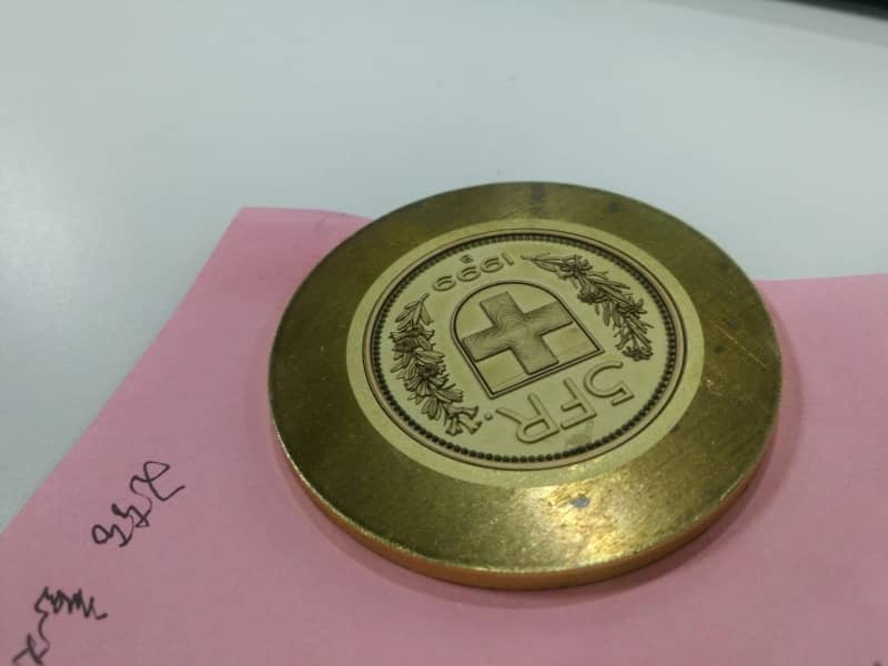 3D relief laser engraving on metal sample