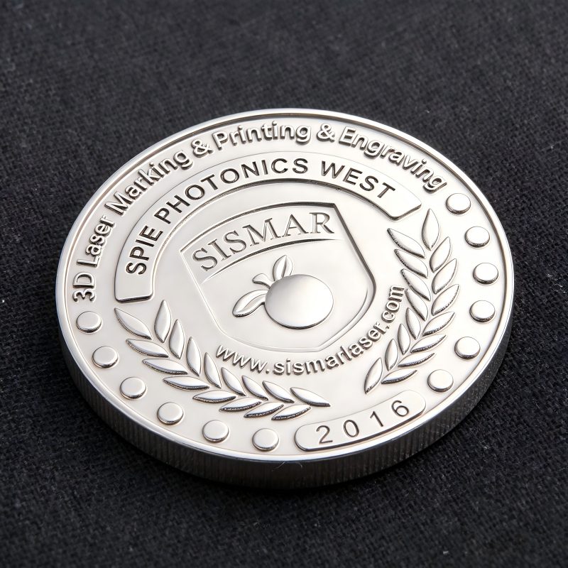 2.5D relief coin and medal engraved on metal with fiber laser