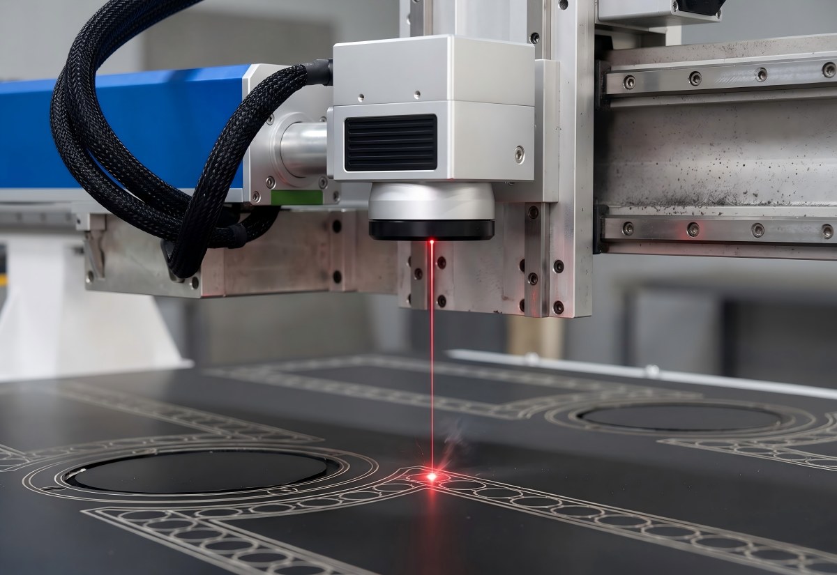 Contactless laser beam producing a matte finish on stainless steel