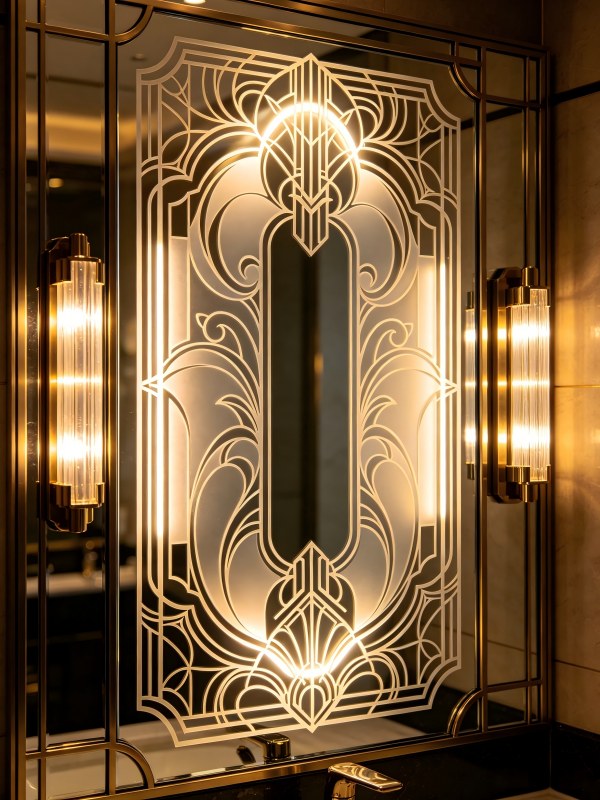 Laser-sandblasting decorative architectural glass panel