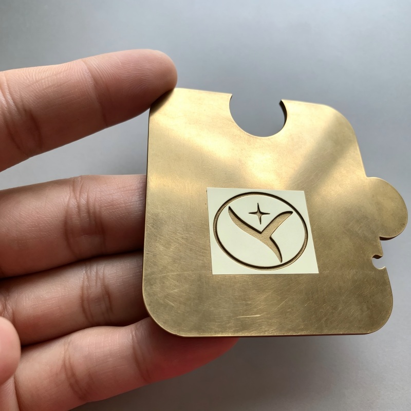 Deep-engraved metal nameplate made with fiber laser