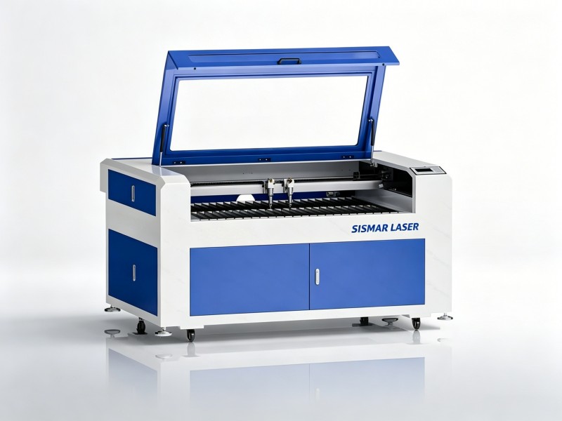 Double-head CO2 laser cutting machine for fabric and acrylic