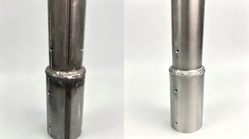 Laser cleaning oxide from stainless steel weld seam