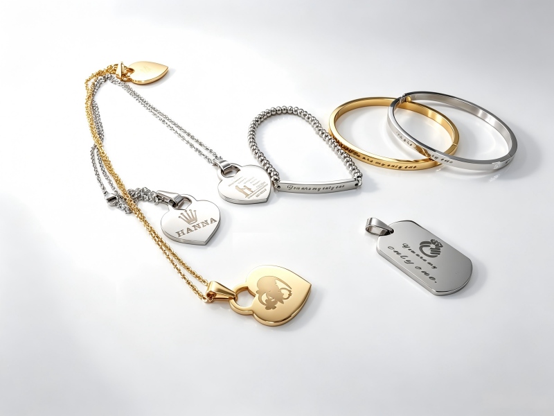 Maker's mark and logo laser-engraved on jewelry