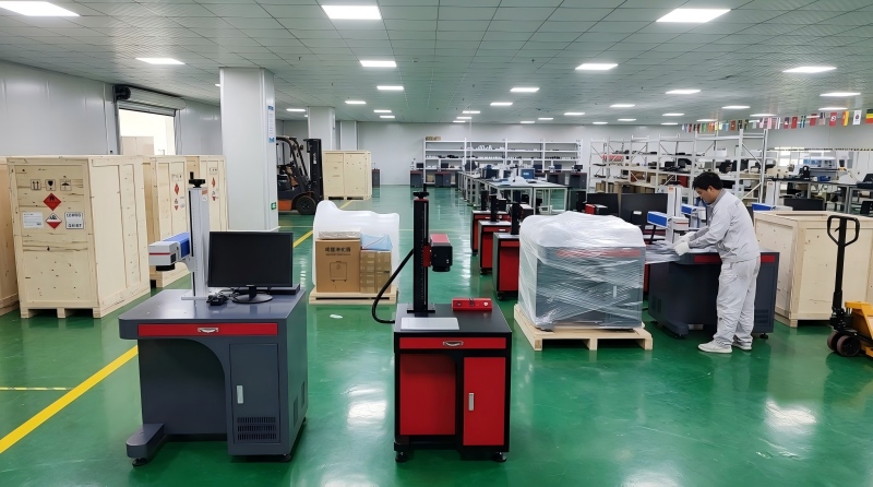 Fiber laser marking machines packed and ready for export
