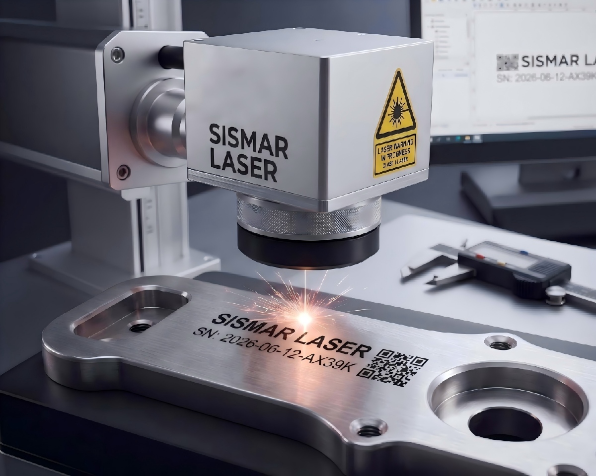 Laser marked metal parts with serial numbers and logos