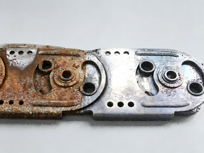 Laser rust removal on carbon steel plate before and after