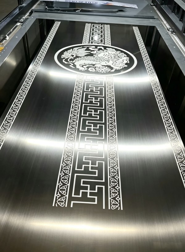 Full-sheet matte finish on stainless steel