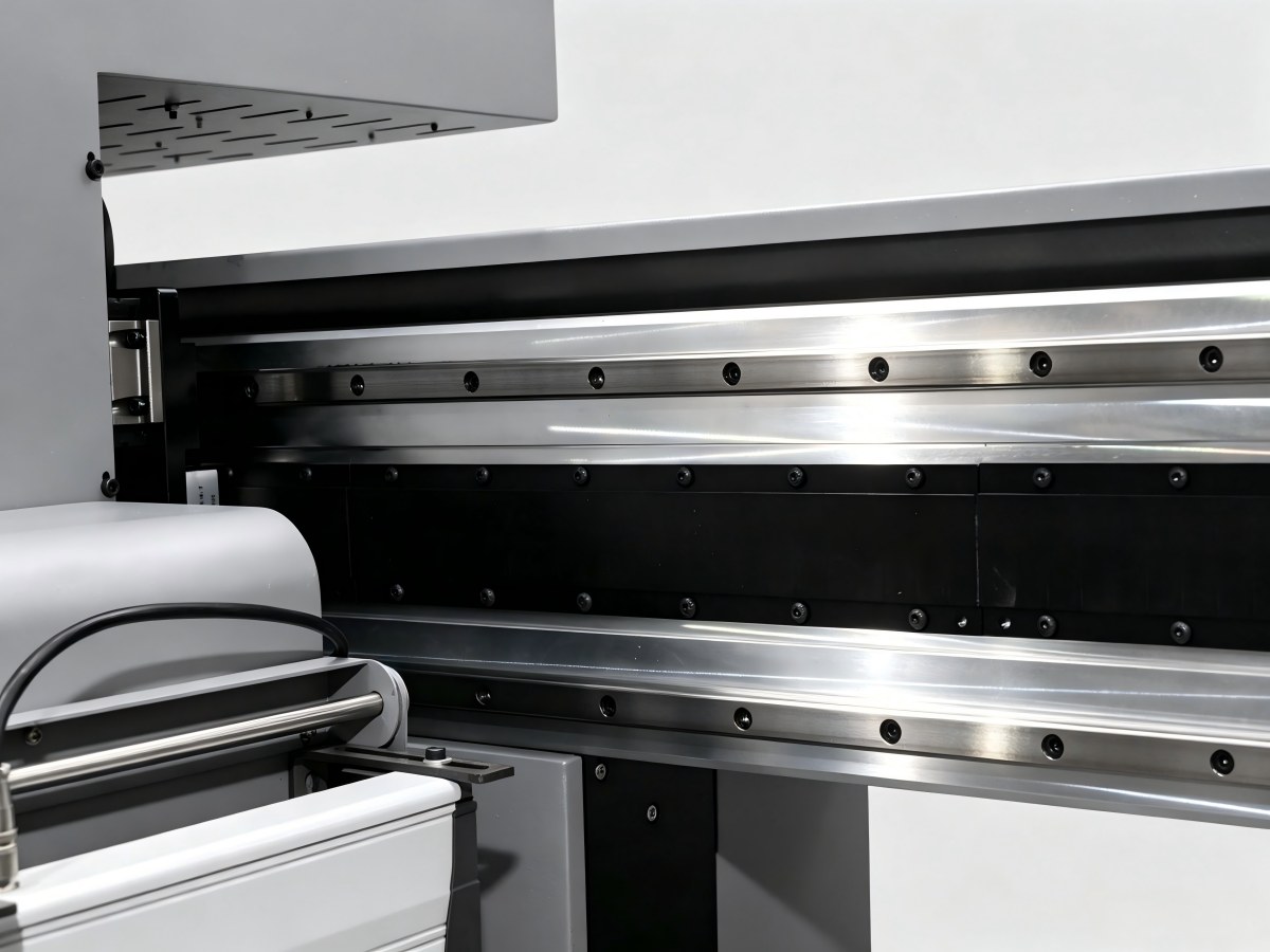 Maglev linear motor and imported rails for precision UV printing on glass