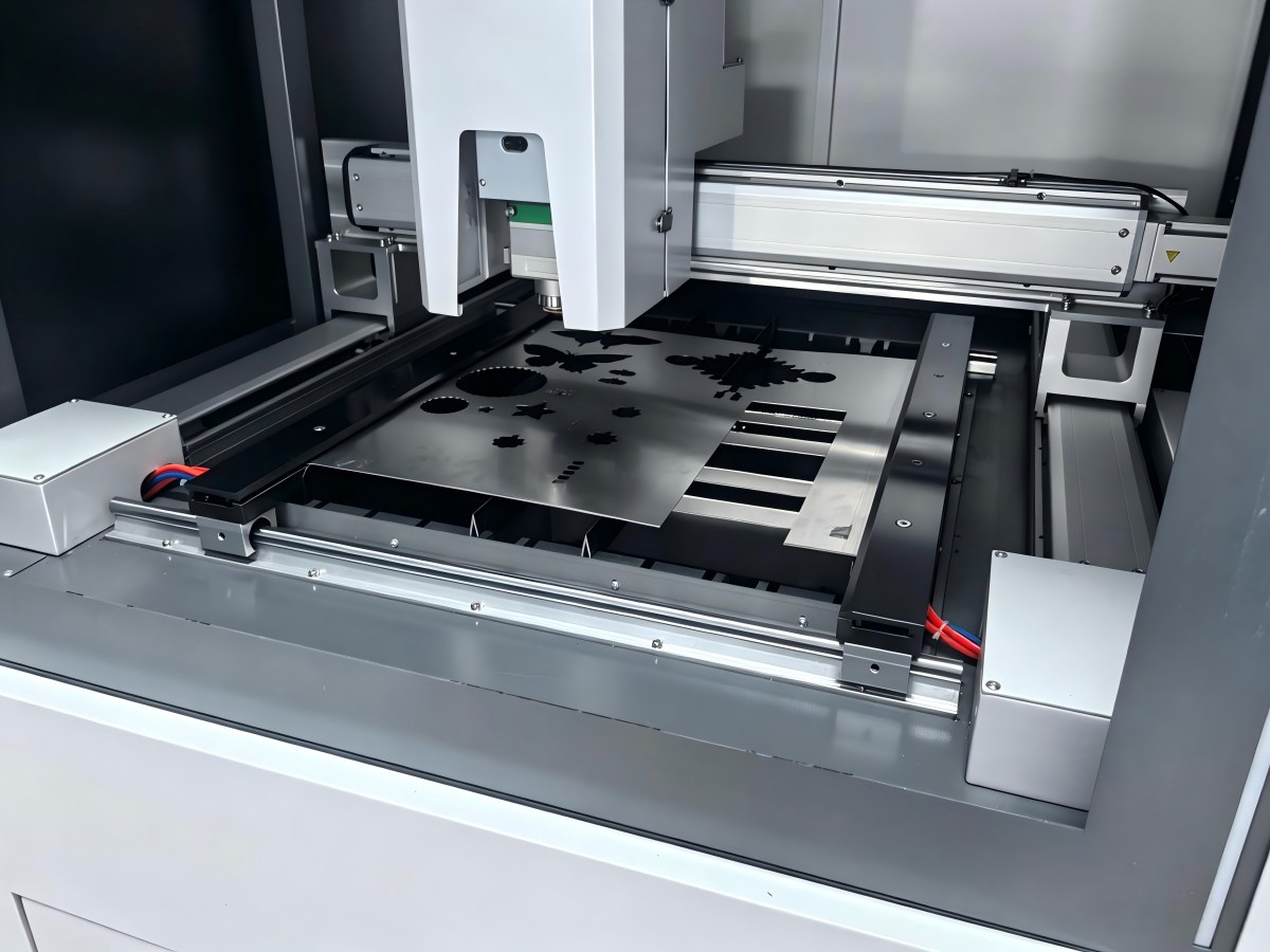 High-precision linear guide motion system inside the 600x600mm fiber laser cutter