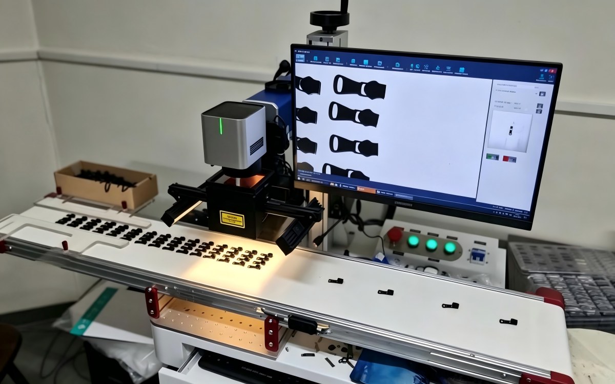 CCD camera locating randomly placed parts for laser marking