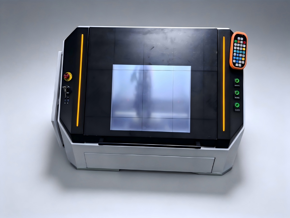 Enclosed body of a fiber laser cutting machine for jewelry workshop use