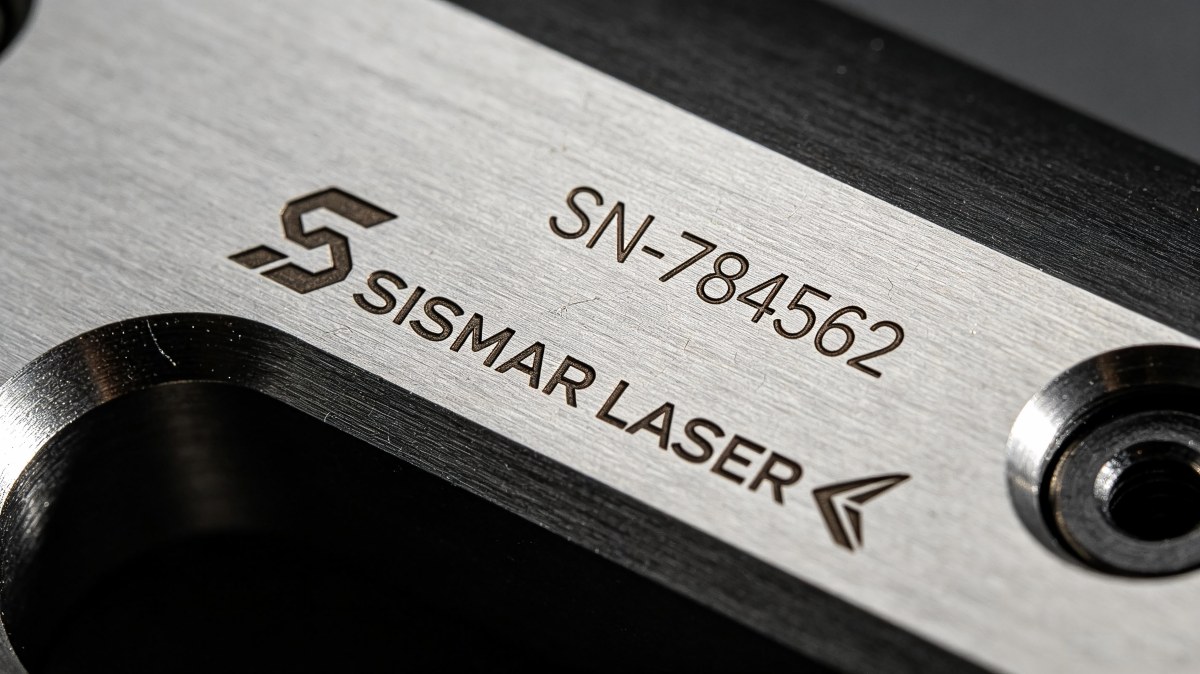 Deep laser engraving of a serial number and logo on a firearm component