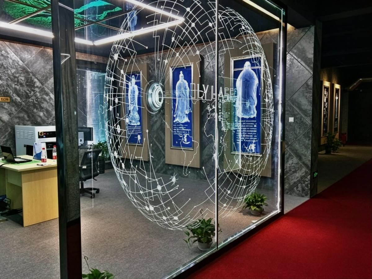 Architectural glass partition with inner laser engraving