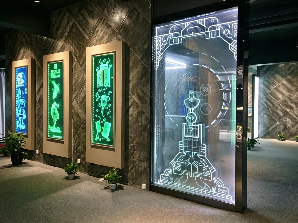 Backlit glass panels with inner laser engraving