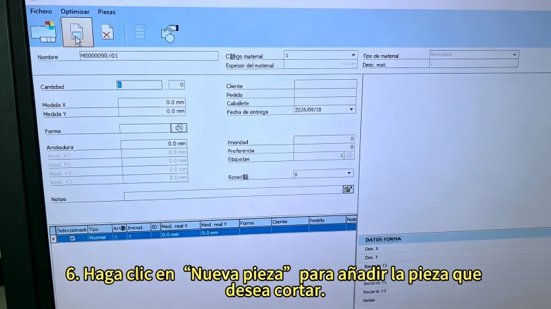 Optima nesting software interface used with the SL-AG3325